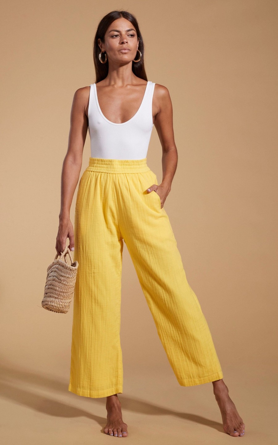 Dancing Leopard Halo Tahiti Trousers In Primrose Yellow