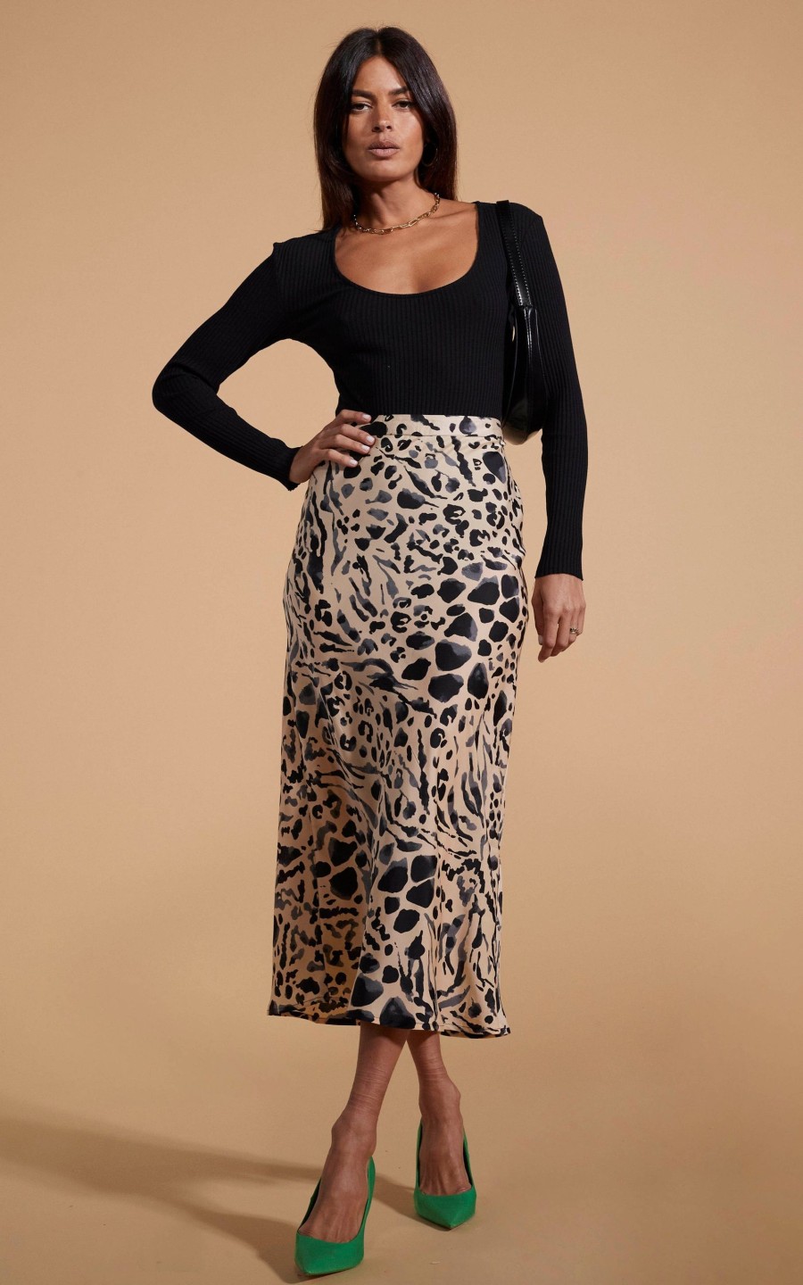 Dancing Leopard Renzo Skirt In Smudge Leopard