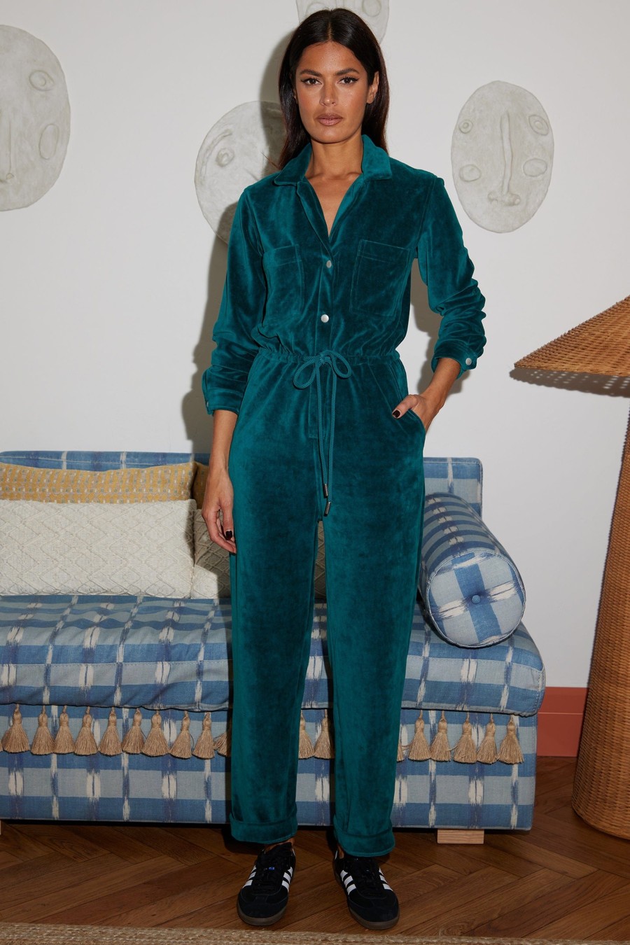 Dancing Leopard Katsumi Jumpsuit In Pine Green