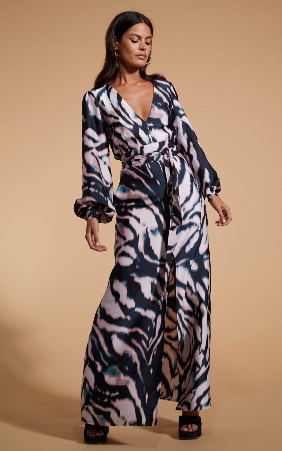 Dancing Leopard Remy Maxi Dress In Watercolour Zebra