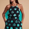 Dancing Leopard Nina Halter Cami Top In Large Dot Green On Black