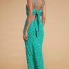 Dancing Leopard Sabrina Midaxi Dress In Odd Dot White On Sea Green