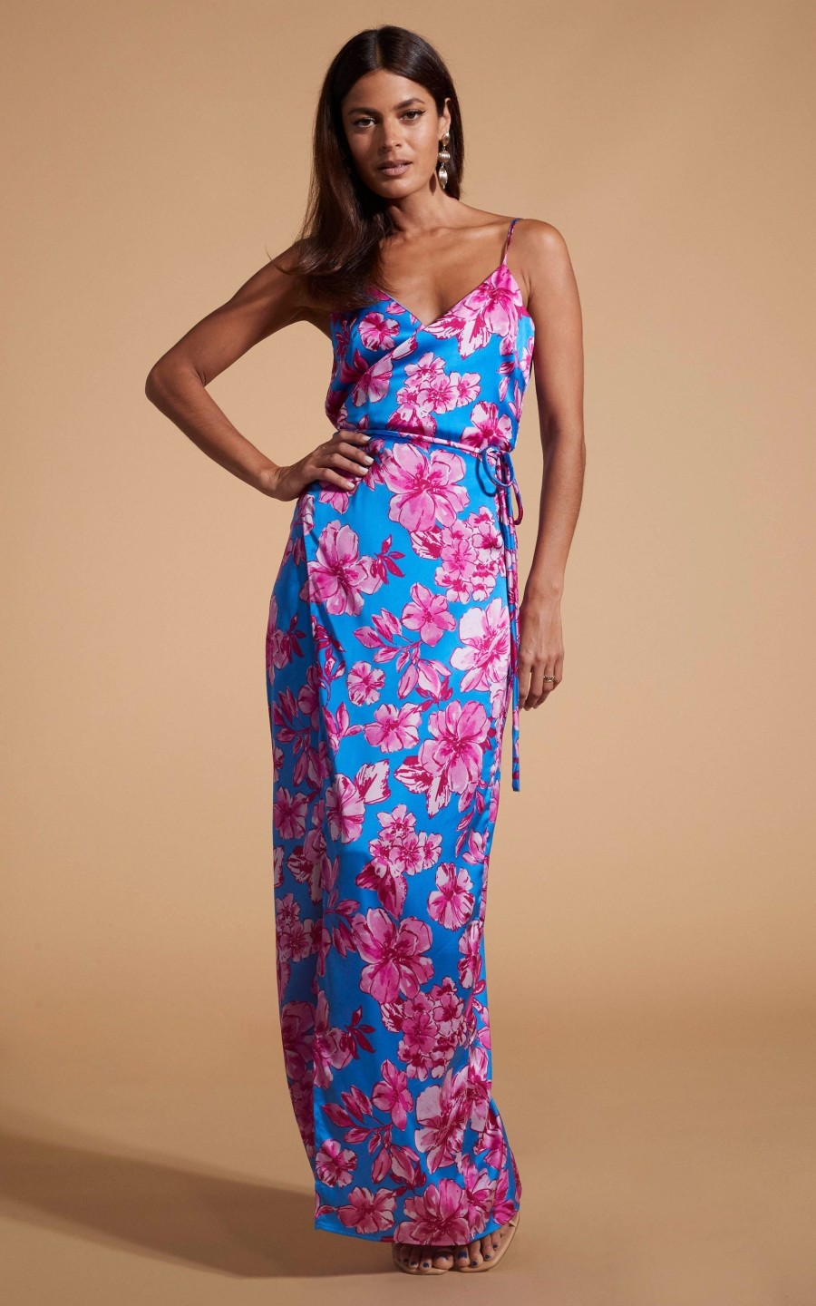 Dancing Leopard Mariah Wrap Dress In Pink & Blue Floral