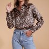 Dancing Leopard Nevada Satin Shirt In Rich Leopard