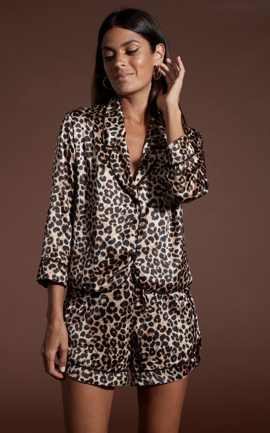 Dancing Leopard Oona Shortie Pj Set In Rich Leopard