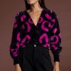 Dancing Leopard Bambino Cardigan In Cerise On Black Leopard