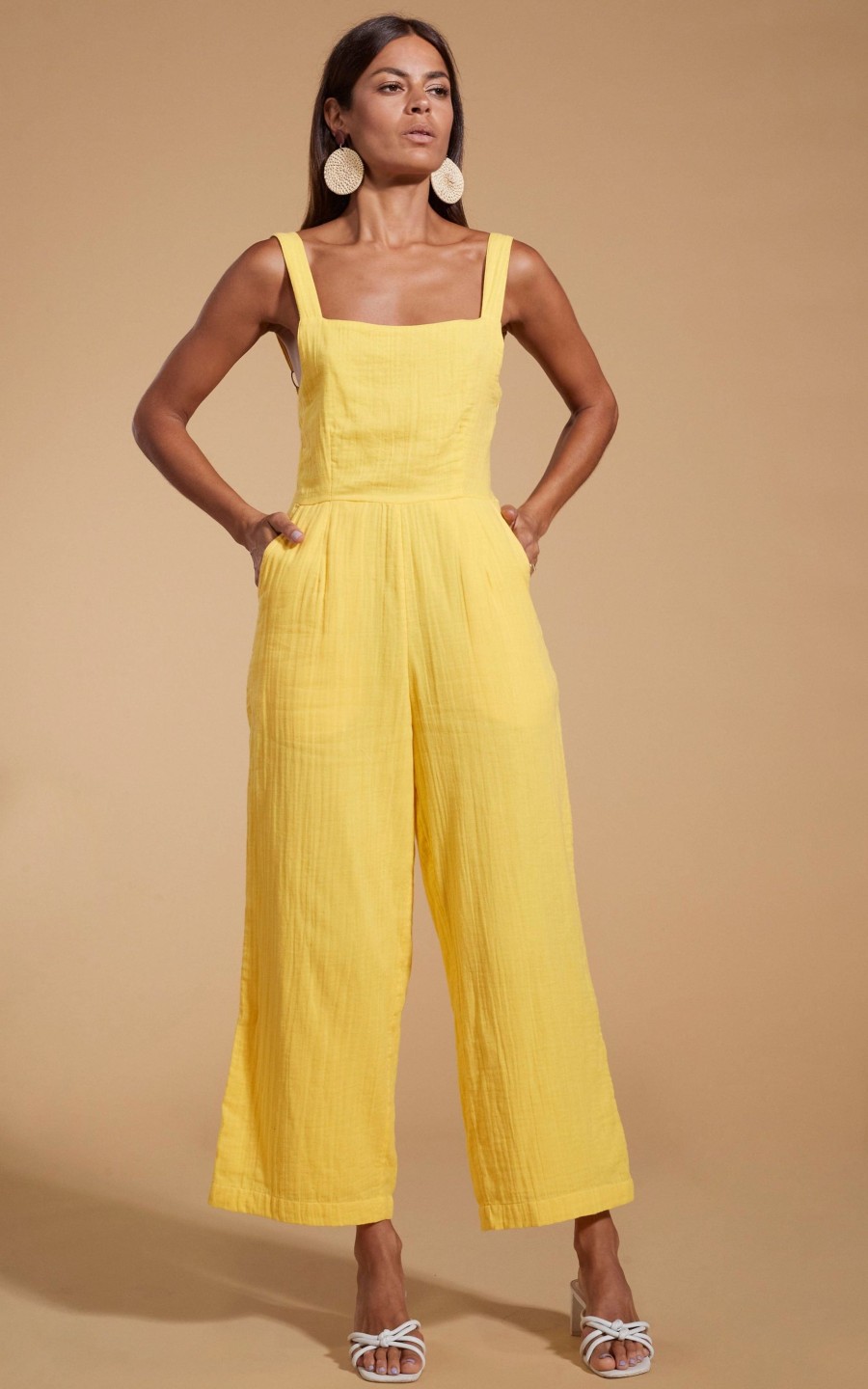 Dancing Leopard Halo Kimani Twist Back Jumpsuit In Primrose Yellow