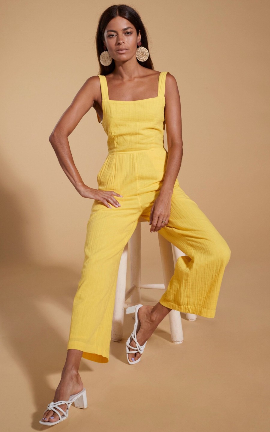 Dancing Leopard Halo Kimani Twist Back Jumpsuit In Primrose Yellow