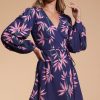 Dancing Leopard Ginger Mini Wrap Dress In Bamboo Navy Base