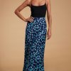 Dancing Leopard Renzo Skirt In Ice Blue On Navy Cloud