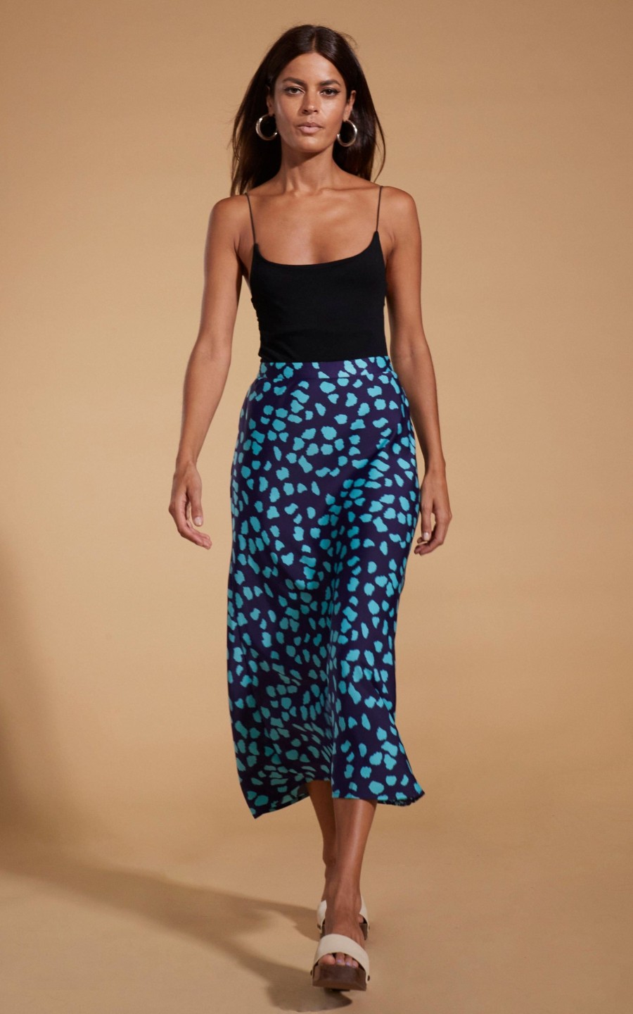 Dancing Leopard Renzo Skirt In Ice Blue On Navy Cloud