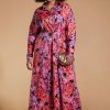 Dancing Leopard Paris Shirt Dress In Red & Lilac Floral - Extended Sizing