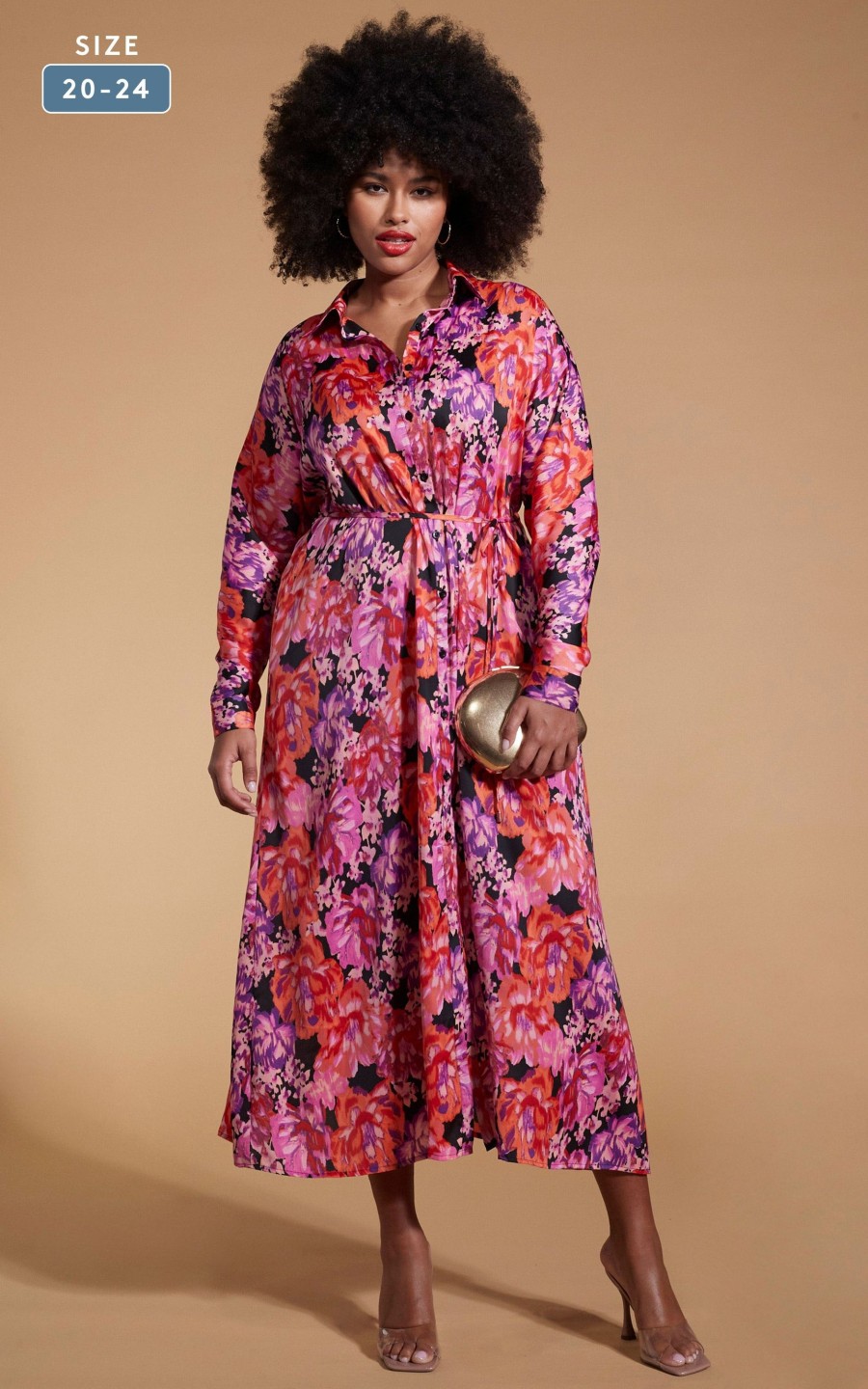 Dancing Leopard Paris Shirt Dress In Red & Lilac Floral - Extended Sizing