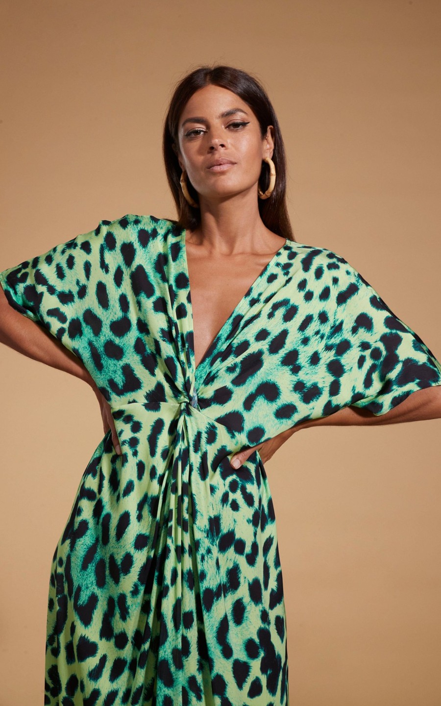 Dancing Leopard Makuna Kaftan In Lime Leopard