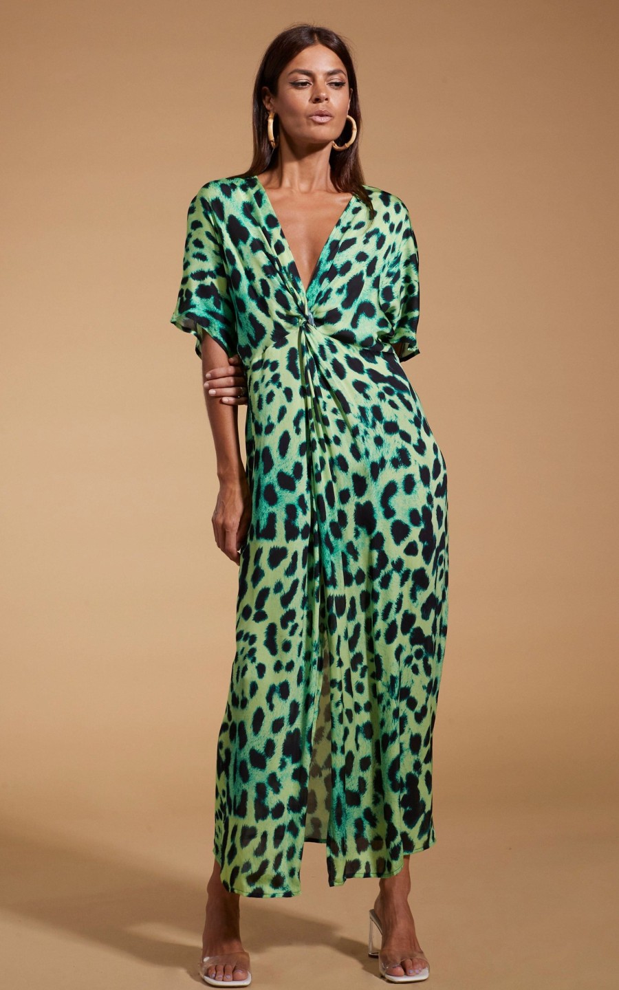 Dancing Leopard Makuna Kaftan In Lime Leopard