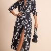 Dancing Leopard Alva Midi Shirt Dress In Oversized Mono Leopard