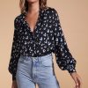 Dancing Leopard Dixie Balloon Sleeve Shirt In Abstract Leopard White On Black