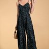 Dancing Leopard Gabriella Jumpsuit In Abstract Green On Black