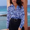 Dancing Leopard Nevada Satin Shirt In Blue On Black Snake