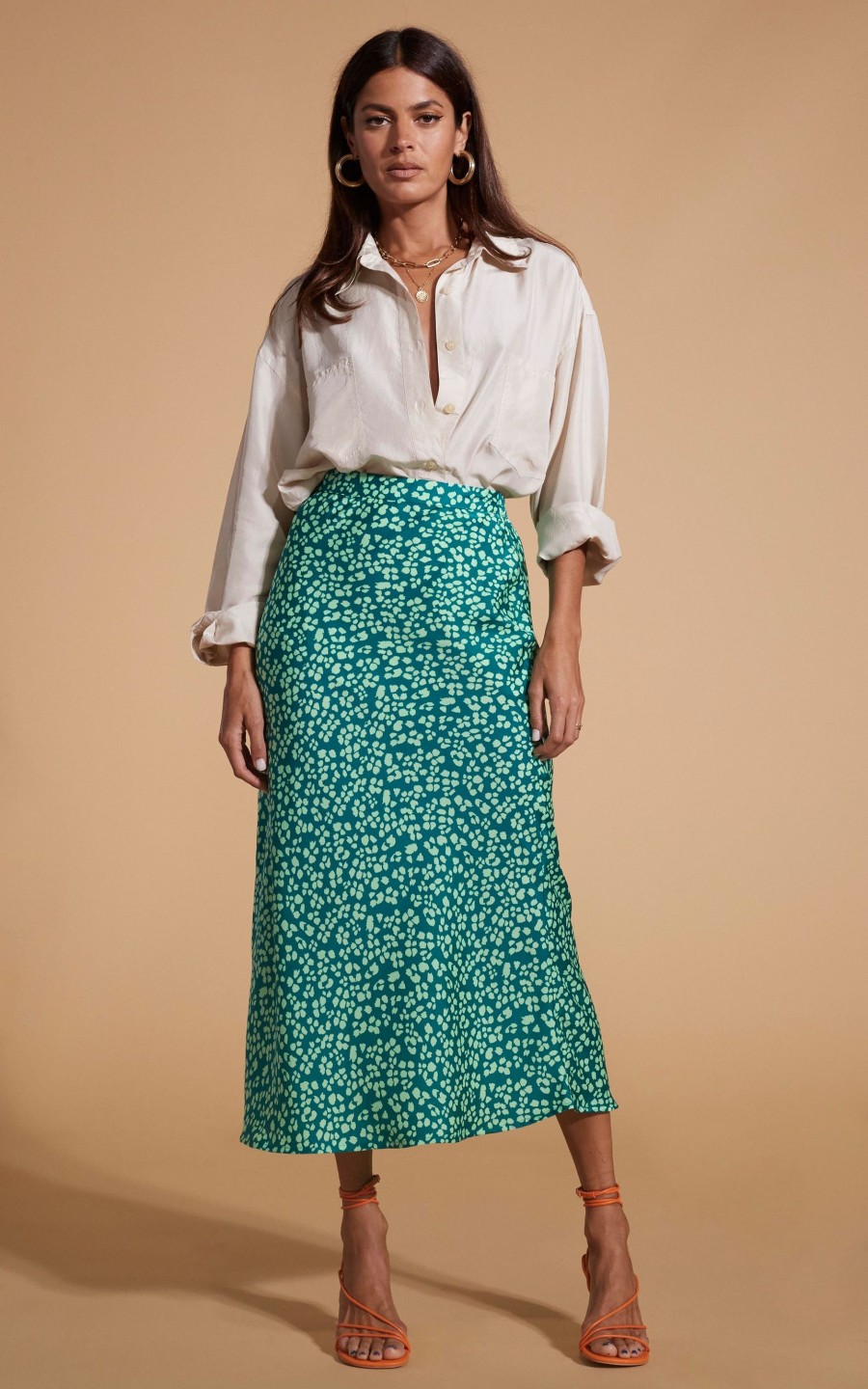 Dancing Leopard Renzo Skirt In Green On Green Leopard