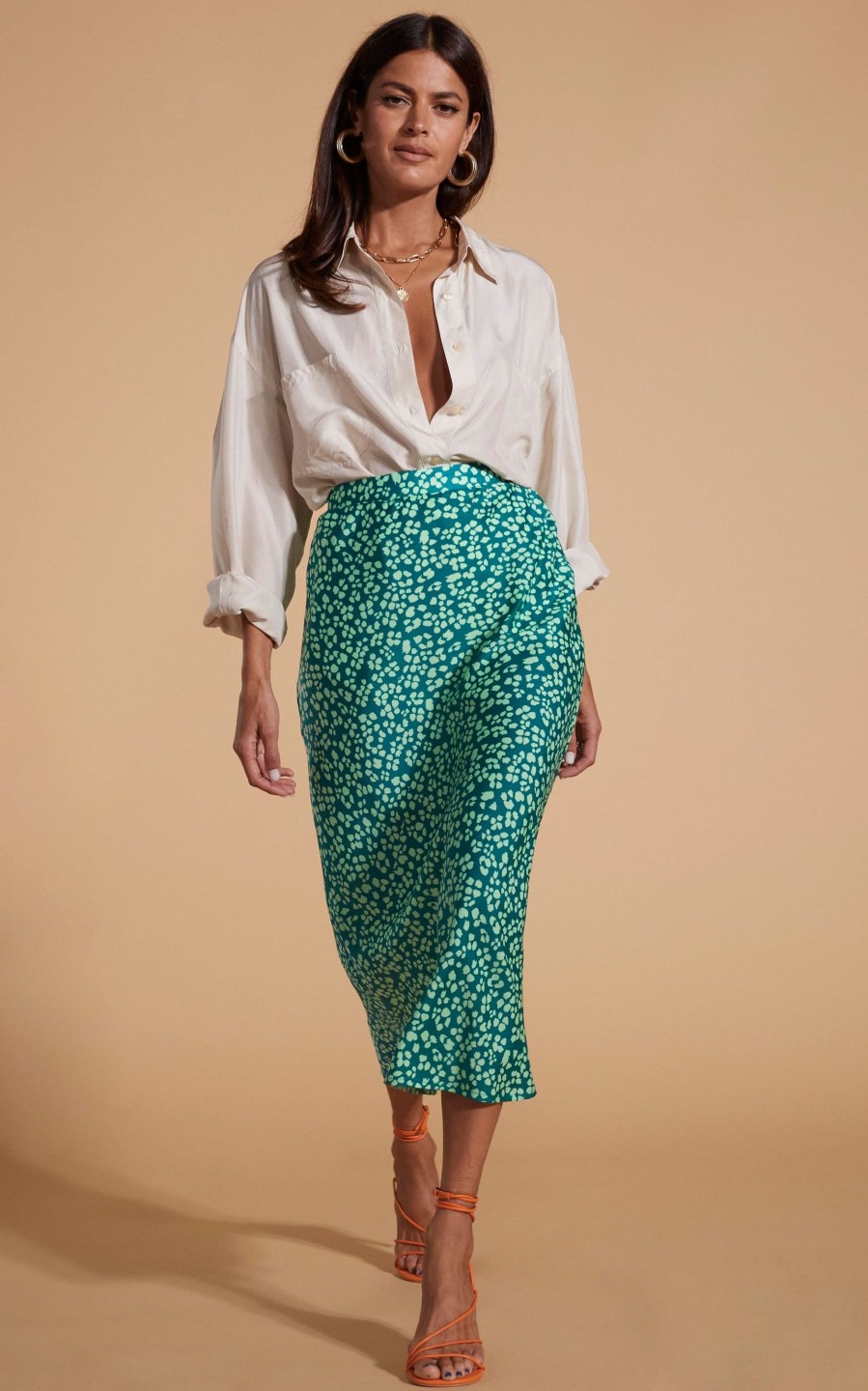 Dancing Leopard Renzo Skirt In Green On Green Leopard