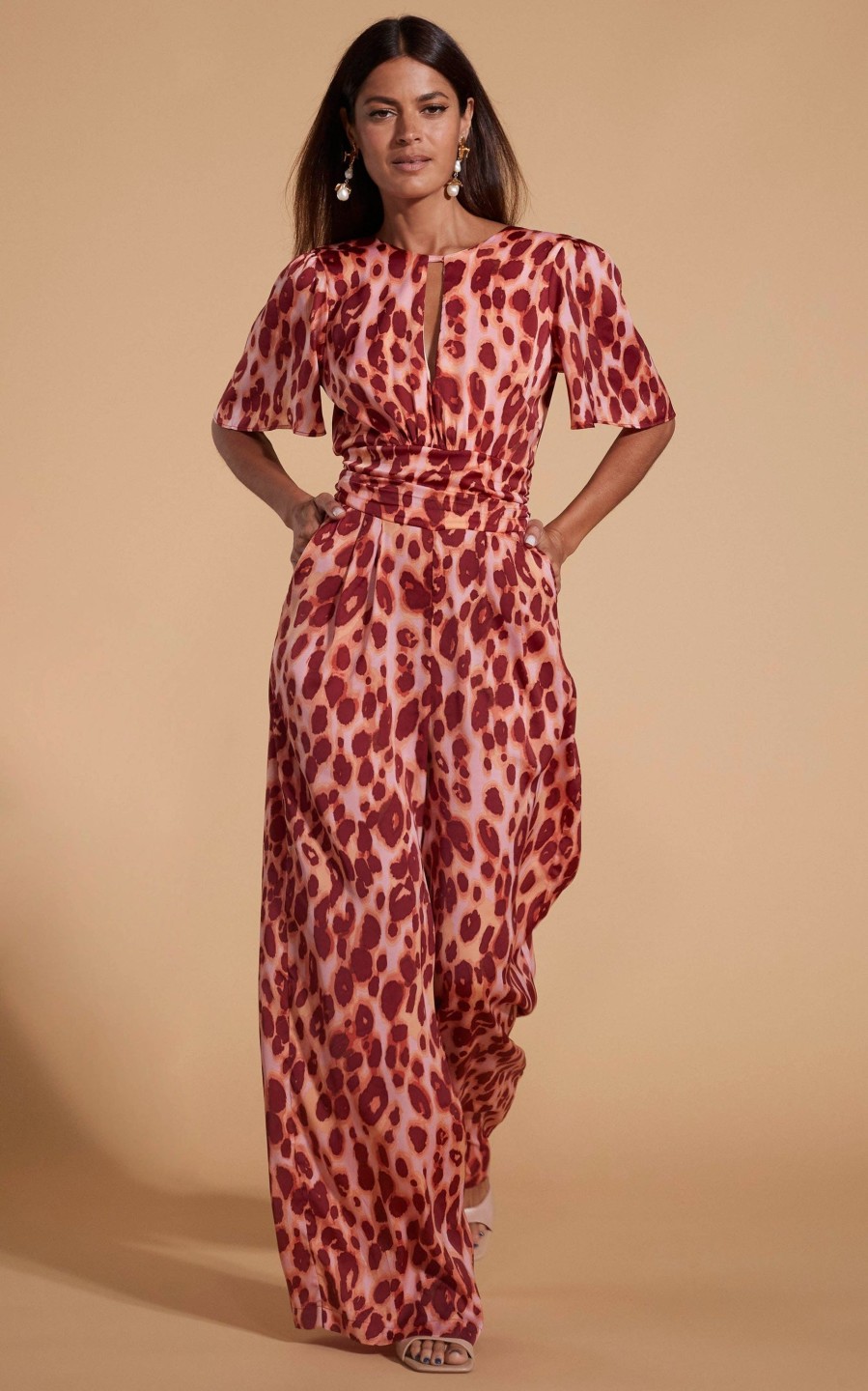 Dancing Leopard Savannah Jumpsuit In Orange Leopard