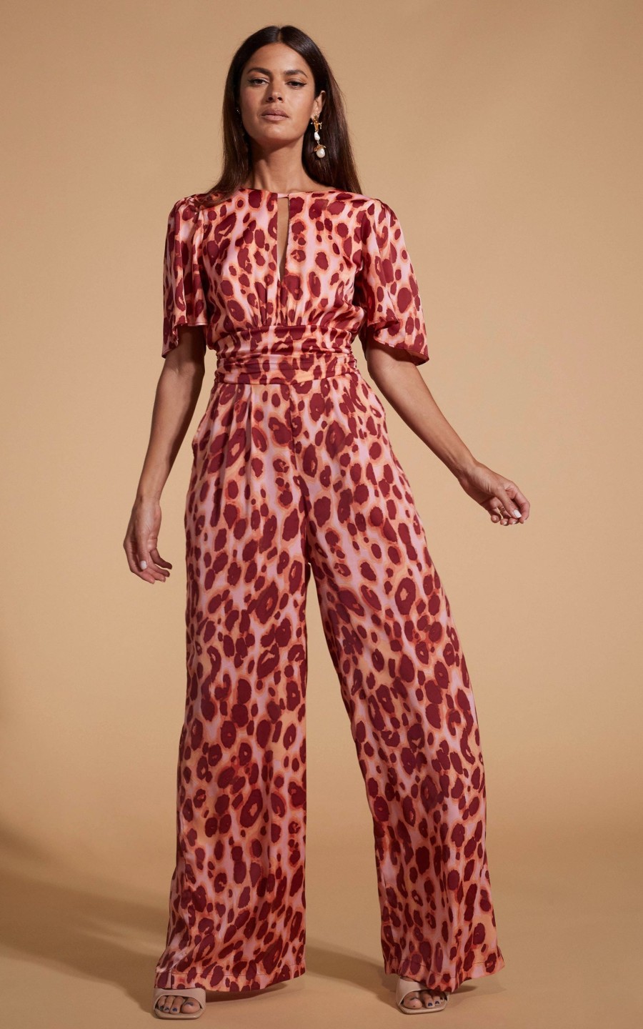 Dancing Leopard Savannah Jumpsuit In Orange Leopard