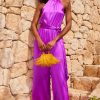 Dancing Leopard *Coming Soon *Jovina Halterneck Jumpsuit In Vibrant Purple