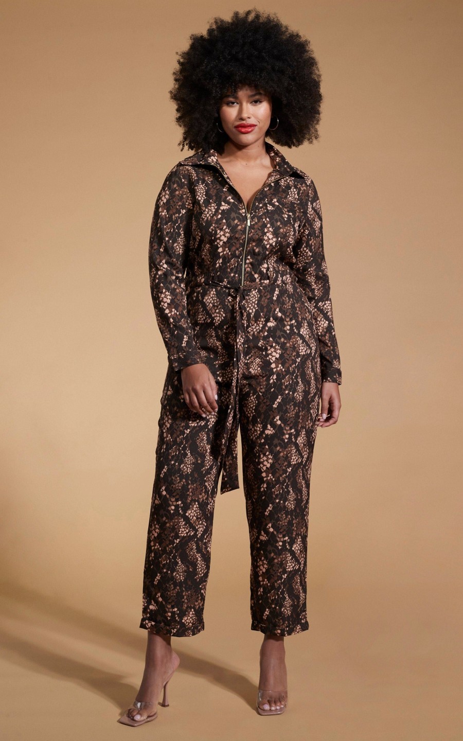 Dancing Leopard Roxanna Jumpsuit In Brown Snake - Extended Sizing