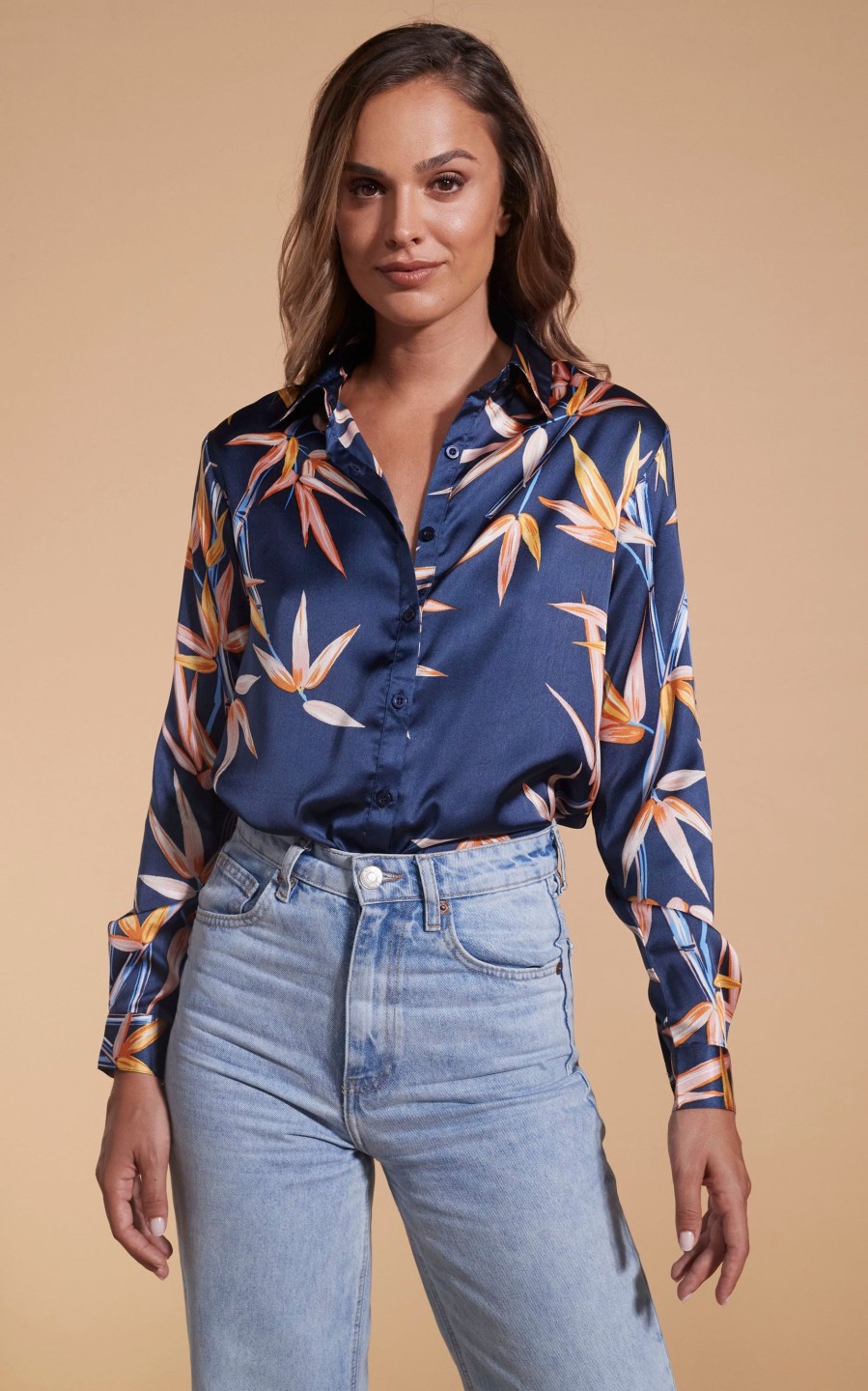 Dancing Leopard Nevada Satin Shirt In Bamboo