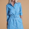 Dancing Leopard Jonah Mini Shirt Dress In Abstract White On Blue