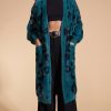 Dancing Leopard Coco Wrap Cardigan In Black On Forest Green Leopard