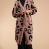 Dancing Leopard Coco Wrap Cardigan In Black On Mocha Leopard