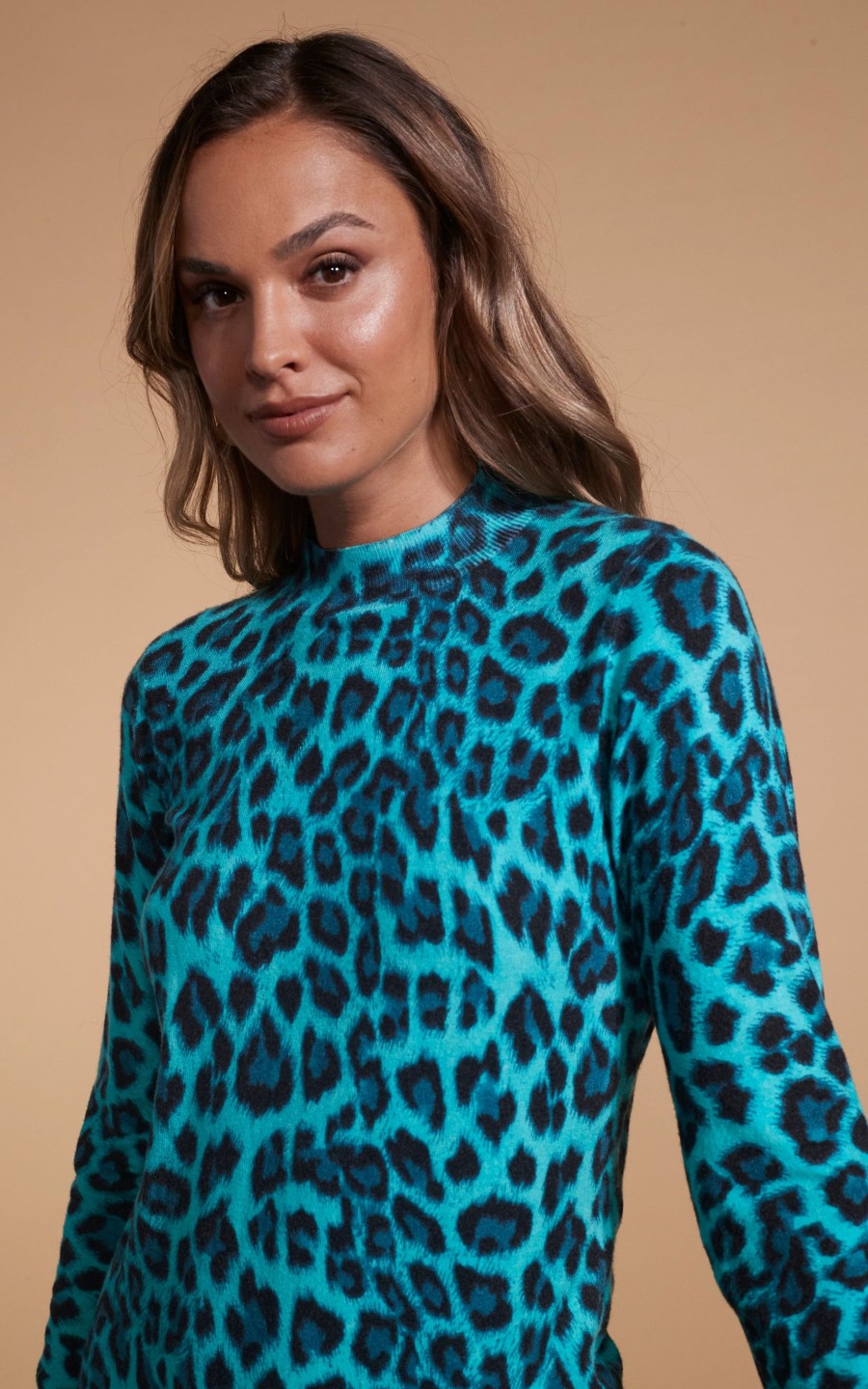 Dancing Leopard Lynx Slouchy Mini Dress In Green Leopard