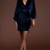 Dancing Leopard Lulu Mini Dress In Navy Velvet