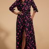 Dancing Leopard Dove Dress In Abstract Dot Pink On Black