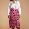 Dancing Leopard Renzo Skirt In Red & Lilac Floral - Extended Sizing