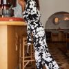 Dancing Leopard Winona Kimono Jumpsuit In White On Black Floral