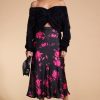 Dancing Leopard Lotus Skirt In Pink On Black Floral