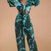 Dancing Leopard Cuba Trousers In Vintage Palm Blue Base