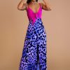 Dancing Leopard Florence Dress In Magenta And Lilac Leopard Mix