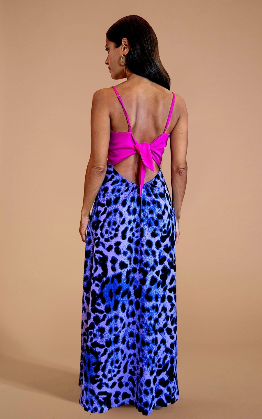 Dancing Leopard Florence Dress In Magenta And Lilac Leopard Mix