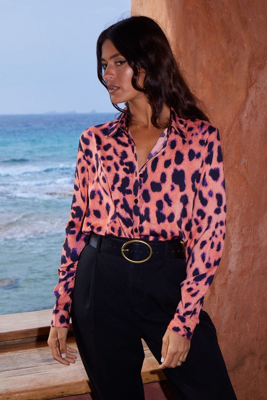 Dancing Leopard Nevada Shirt In Plorange Leopard