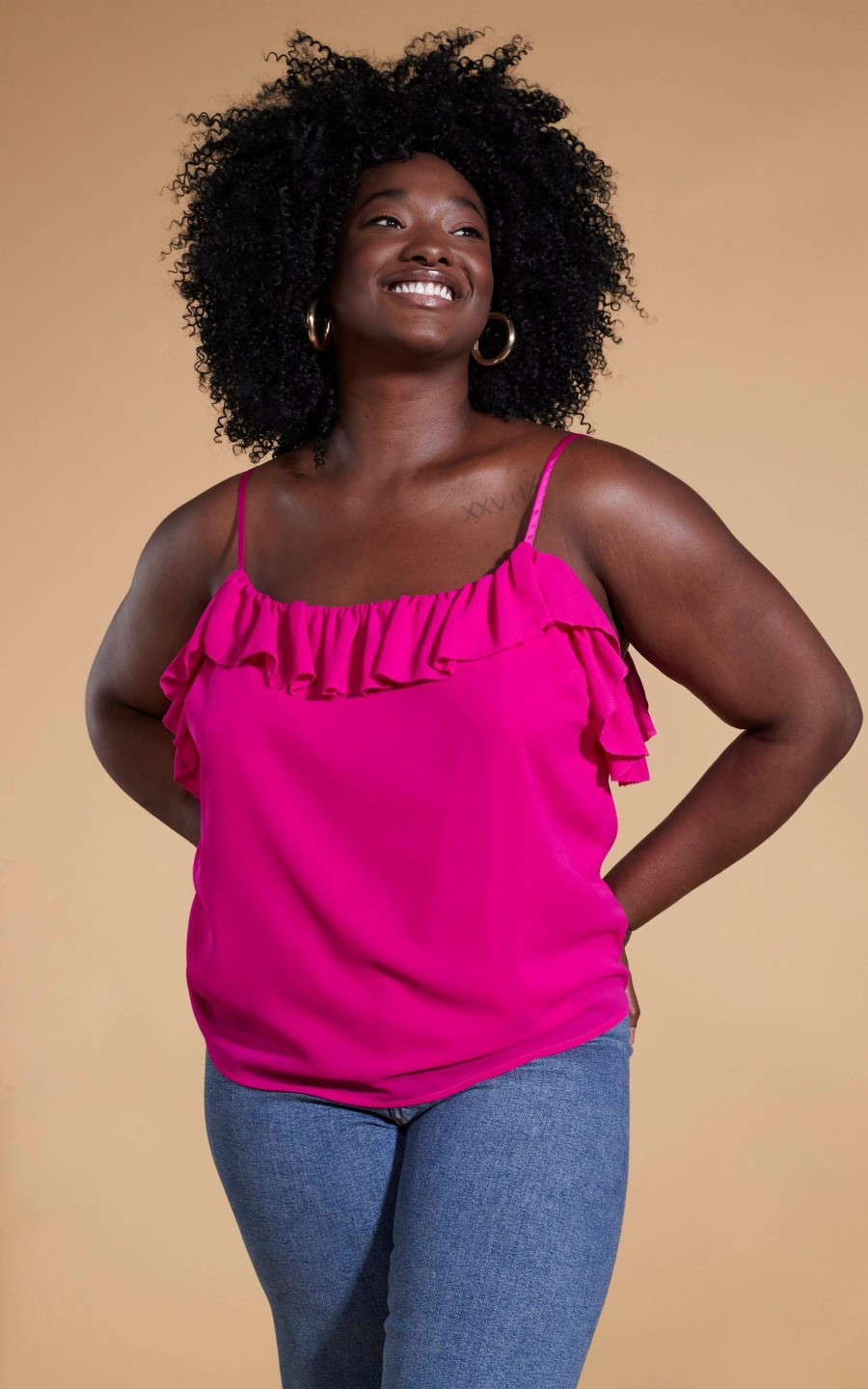 Dancing Leopard Susie Frill Cami Top In Magenta