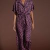 Dancing Leopard Zeta Jumpsuit In Pink On Black Leopard