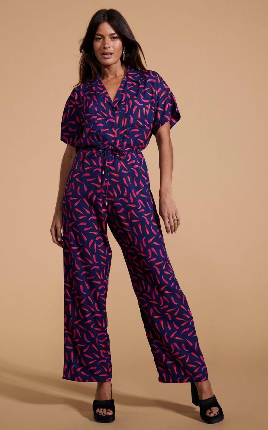 Dancing Leopard Zeta Jumpsuit In Chilli Pepper