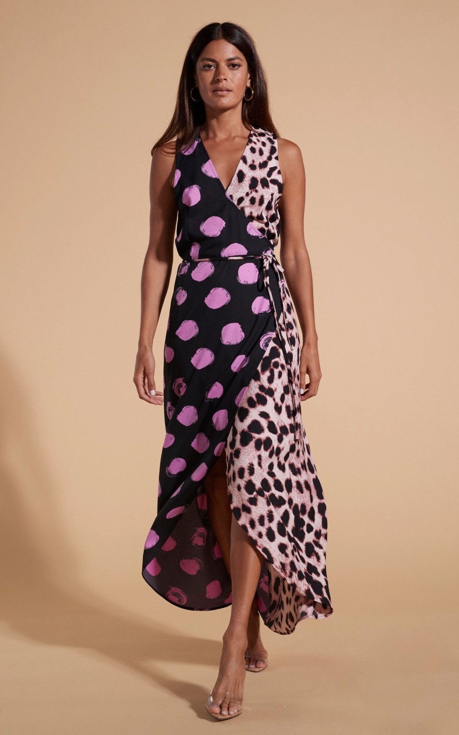 Dancing Leopard Kyla Dress In Pink On Black Dot & Blush Leopard