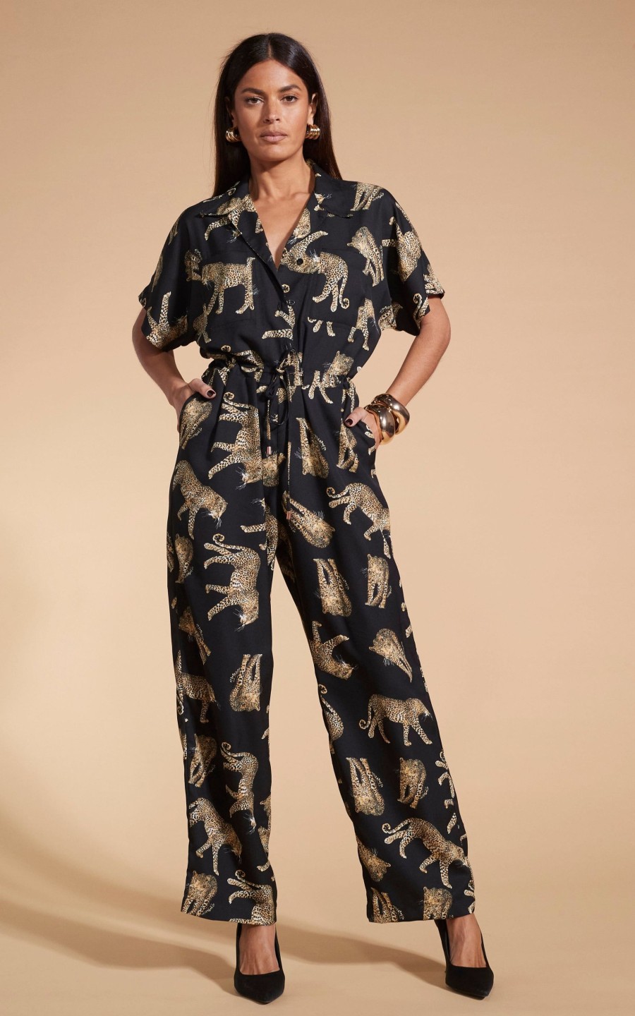 Dancing Leopard Zeta Jumpsuit In Roaming Leopards