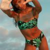 Dancing Leopard Halo Lalita Bandeau Bikini Top In Watercolour Green Leaf