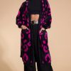 Dancing Leopard Coco Wrap Cardigan In Cerise On Black Leopard